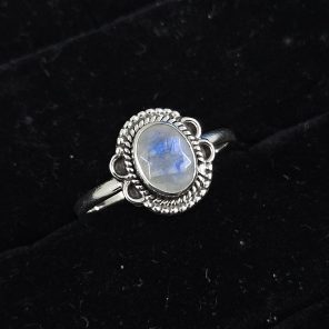 Faceted Moonstone Dainty 925 Sterling Silver Ring (RS61-183)