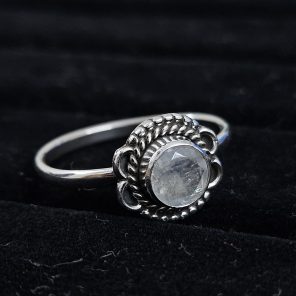 Faceted Moonstone Dainty 925 Sterling Silver Ring (RS61-184)