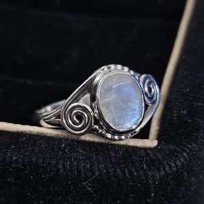 Faceted Moonstone Dainty 925 Sterling Silver Ring (RS61-175)