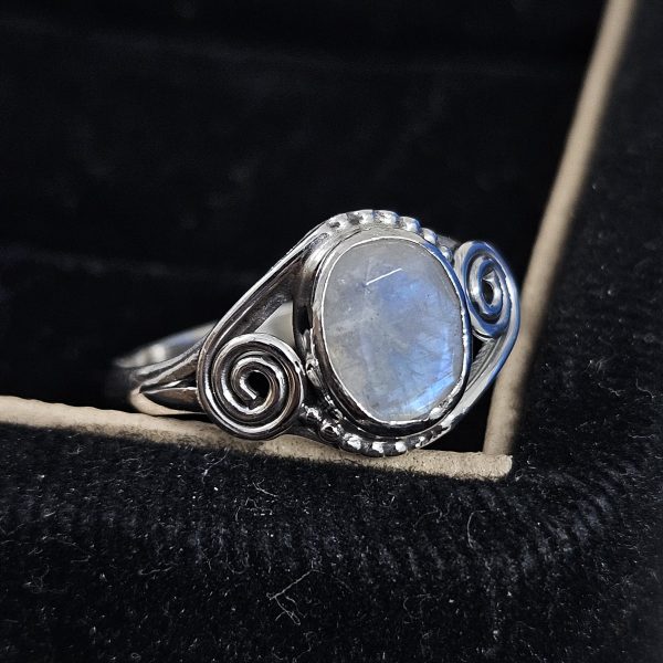 Faceted Moonstone Dainty 925 Sterling Silver Ring (RS61-175)