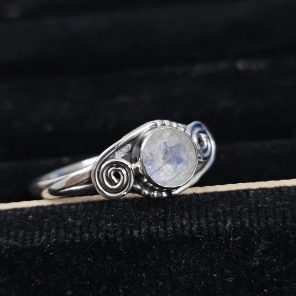 Faceted Moonstone Dainty 925 Sterling Silver Ring (RS61-174)