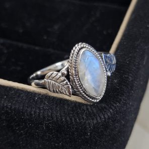Faceted Moonstone Dainty 925 Sterling Silver Ring (RS61-171)