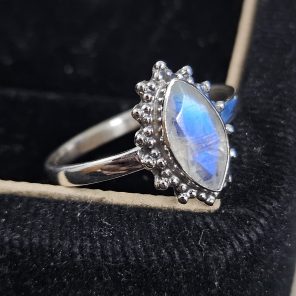 Faceted Moonstone Dainty 925 Sterling Silver Ring (RS61-170)