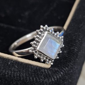 Faceted Moonstone Dainty 925 Sterling Silver Ring (RS61-169)