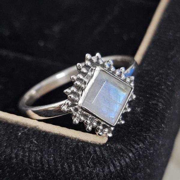 Faceted Moonstone Dainty 925 Sterling Silver Ring (RS61-169)