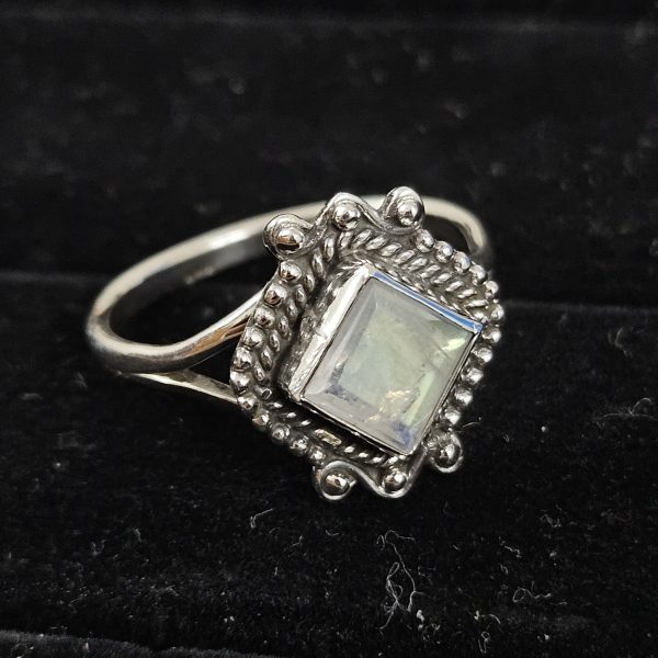Faceted Moonstone Dainty 925 Sterling Silver Ring (RS61-157)