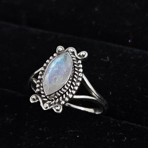 Faceted Moonstone Dainty 925 Sterling Silver Ring (RS61-155)