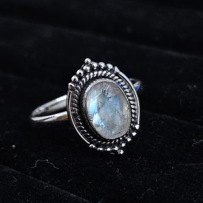 Faceted Moonstone Dainty 925 Sterling Silver Ring (RS61-166)