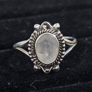 Faceted Moonstone Dainty 925 Sterling Silver Ring (RS61-154)