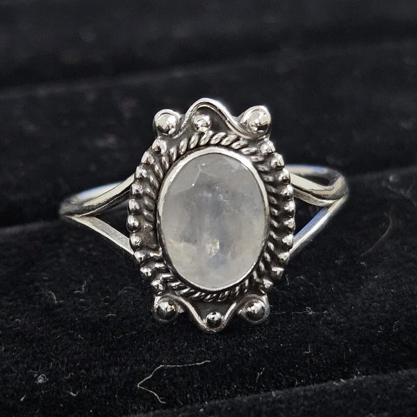 Faceted Moonstone Dainty 925 Sterling Silver Ring (RS61-154)