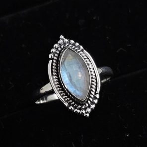 Faceted Moonstone Dainty 925 Sterling Silver Ring (RS61-167)