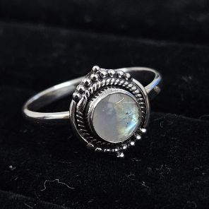Faceted Moonstone Dainty 925 Sterling Silver Ring (RS61-165)