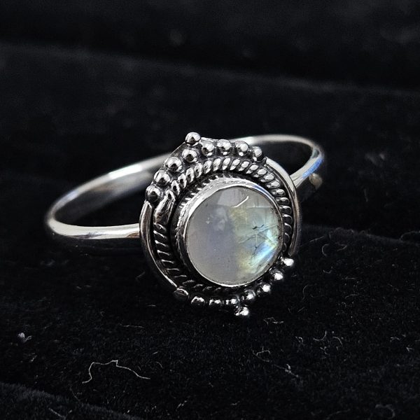 Faceted Moonstone Dainty 925 Sterling Silver Ring (RS61-165)