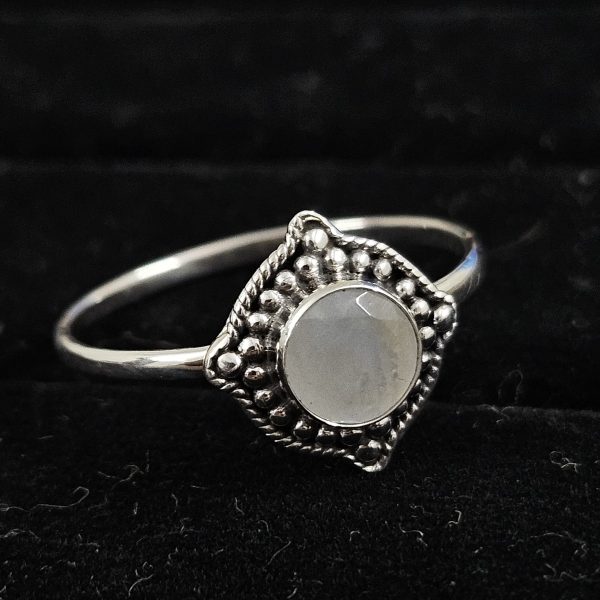 Faceted Moonstone Dainty 925 Sterling Silver Ring (RS61-163)