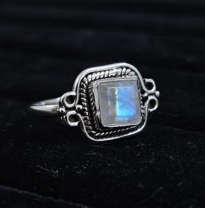 Faceted Moonstone Dainty 925 Sterling Silver Ring (RS61-161)