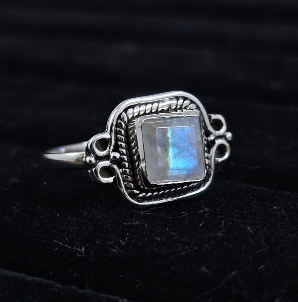 Faceted Moonstone Dainty 925 Sterling Silver Ring (RS61-161)