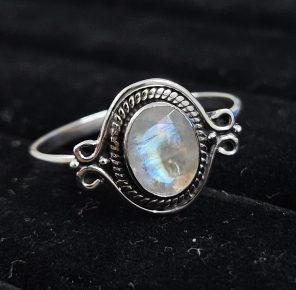 Faceted Moonstone Dainty 925 Sterling Silver Ring (RS61-160)