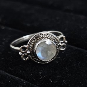 Faceted Moonstone Dainty 925 Sterling Silver Ring (RS61-158)