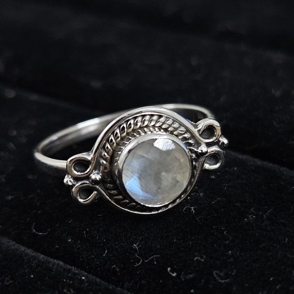 Faceted Moonstone Dainty 925 Sterling Silver Ring (RS61-158)