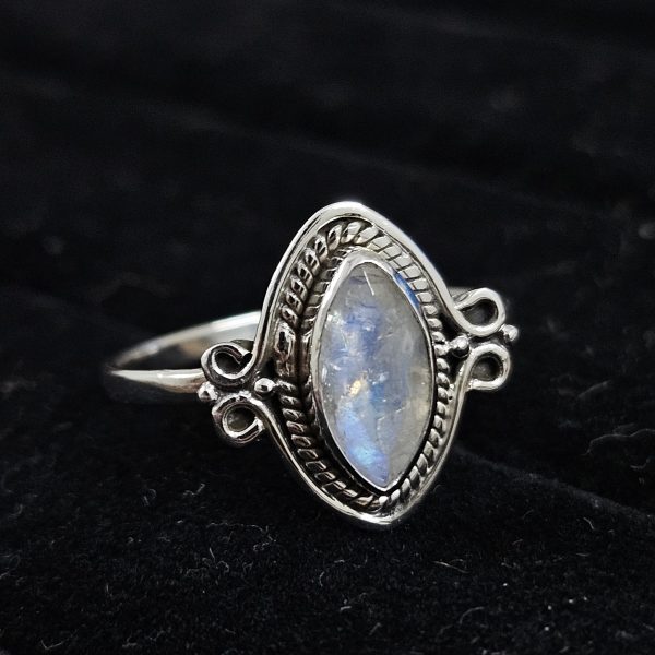 Faceted Moonstone Dainty 925 Sterling Silver Ring (RS61-159)