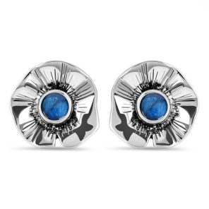 Labradorite 925 Sterling Silver Flower Stud Earring (RS61-186)
