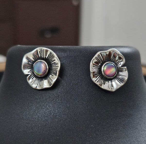 Aurora Opal 925 Sterling Silver Flower Stud Earring (RS61-188)