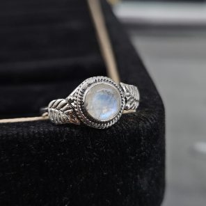 Faceted Moonstone Dainty 925 Sterling Silver Ring (RS61-190)
