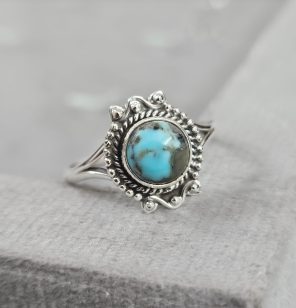 Arizona Turquoise Dainty 925 Sterling Silver Ring (RS61-198)