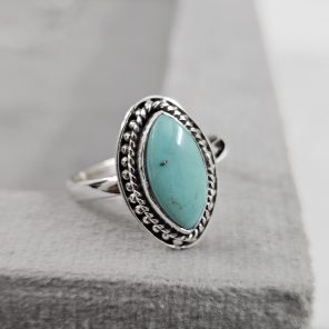 Arizona Turquoise Dainty 925 Sterling Silver Ring (RS61-203)