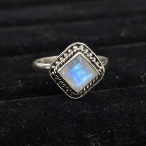 Faceted Moonstone Dainty 925 Sterling Silver Ring (RS61-191)