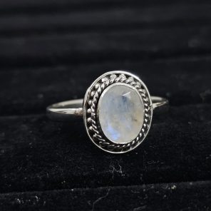 Faceted Moonstone Dainty 925 Sterling Silver Ring (RS61-192)