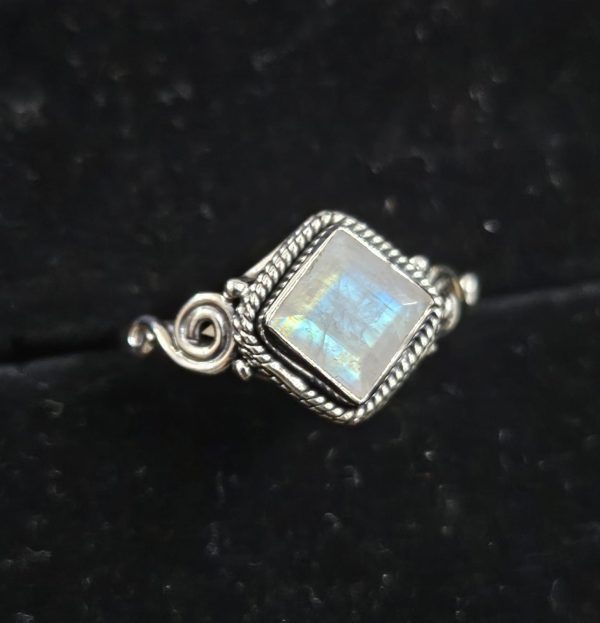Faceted Moonstone Dainty 925 Sterling Silver Ring (RS61-195)