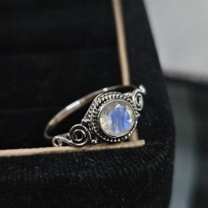 Faceted Moonstone Dainty 925 Sterling Silver Ring (RS61-194)