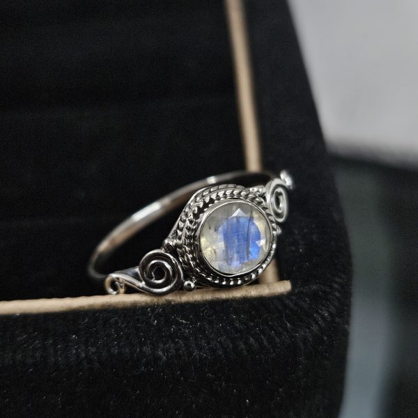 Faceted Moonstone Dainty 925 Sterling Silver Ring (RS61-194)