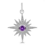 Amethyst & White Topaz Starburst 925 Silver Pendant (RS111-121)