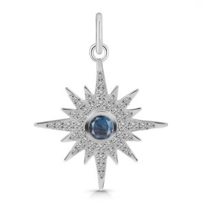 Labradorite & White Topaz Starburst 925 Silver Pendant (RS111-118)