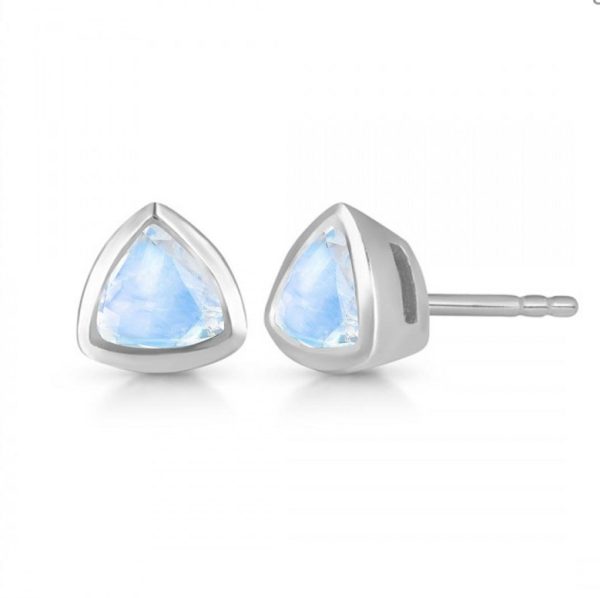 Moonstone Trillion Cut 925 Sterling Silver Stud Earring (RS107-11) - Image 2