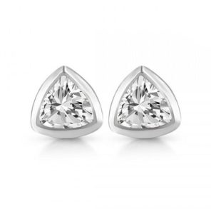 White Topaz Trillion Cut 925 Sterling Silver Stud Earring (RS107-14)