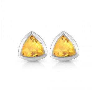 Citrine Trillion Cut 925 Sterling Silver Stud Earring (RS107-9)