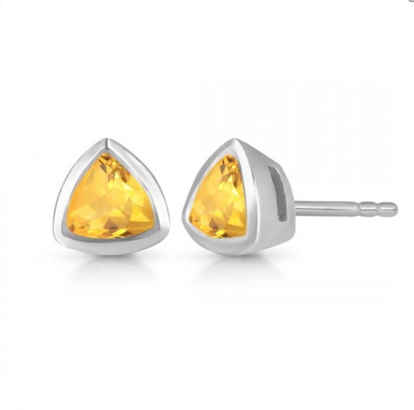 Citrine Trillion Cut 925 Sterling Silver Stud Earring (RS107-9) - Image 2