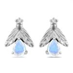 Moonstone Bee Stud Earring 925 Sterling Silver Earring (RS111-144)