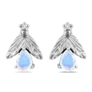 Moonstone Bee Stud Earring 925 Sterling Silver Earring (RS111-144)