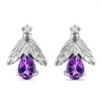 Amethyst Bee Stud Earring 925 Sterling Silver Earring (RS111-141)