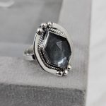 Hematite & Rock Crystal Doublet Ring 925 Silver Jewelry (RS111-154)