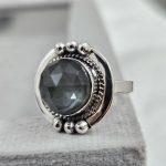 Hematite & Rock Crystal Doublet Ring 925 Silver Jewelry (RS111-152)