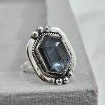 Hematite & Rock Crystal Doublet Ring 925 Silver Jewelry (RS111-149)