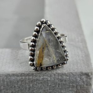 Rose Cut Golden Rutile 925 Sterling Silver Ring (RS111-156)