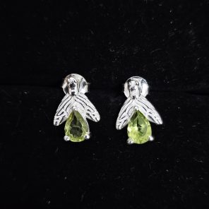 Peridot Bee Stud Earring 925 Sterling Silver Earring (RS111-146)