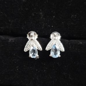 Blue Topaz Bee Stud Earring 925 Sterling Silver Earring (RS111-147)