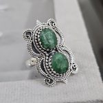 Double Emerald Ring Size US 9 925 Sterling Silver (RS106-26)